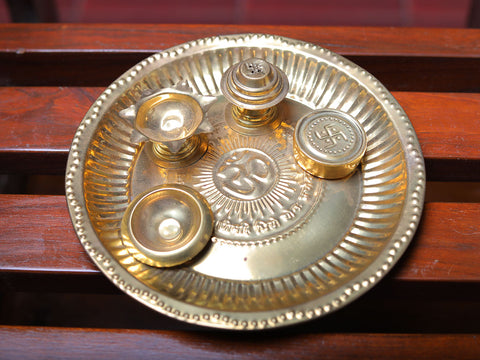 Brass Traditional Big Pooja Attached Thali Set