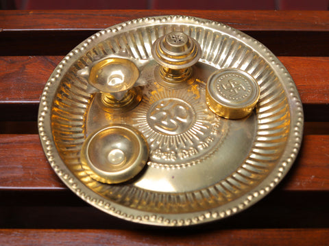 Brass Traditional Big Pooja Attached Thali Set