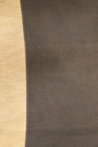 Thread Work Border With Leaf Design Black Maheswari Cotton Saree