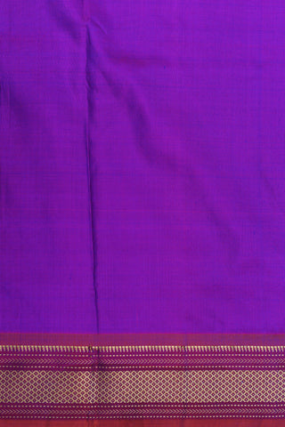 Small Paisley Buttis With Contrast Mayilkan Border Brinjal Purple Paithani Silk Saree