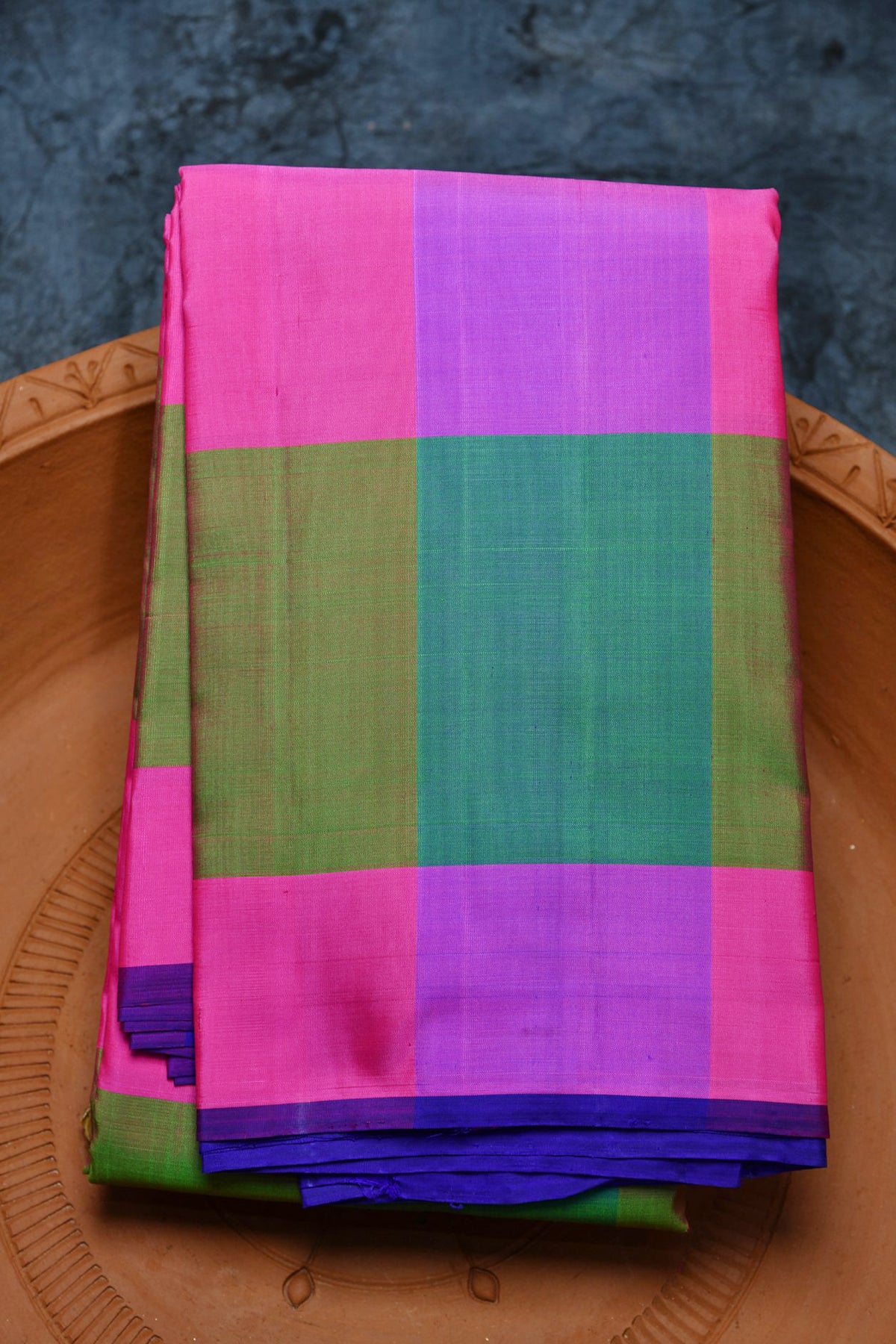 Palum Pazhamum Checks Multicolor Kanchipuram Silk Saree