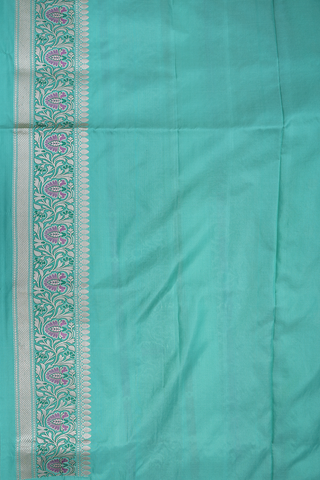 Paisley And Floral Design Sea Green Banarasi Silk Saree