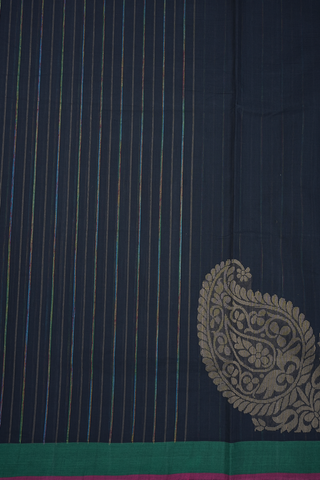 Stripes Design Black Coimbatore Cotton Saree
