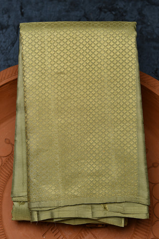 Half And Half Box Jacquard Zari Motifs Olive Green Kanchipuram Silk Saree
