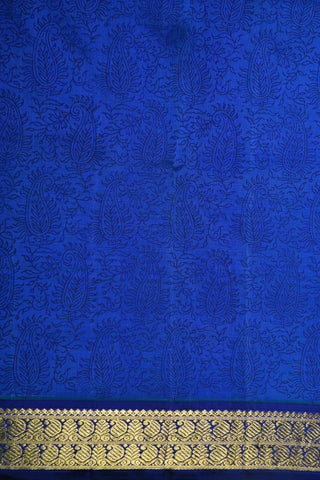 Paisley Design Cobalt Blue Printed Silk Saree