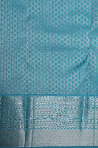 Paisley Border Turquoise Blue Kanchipuram Silk Saree