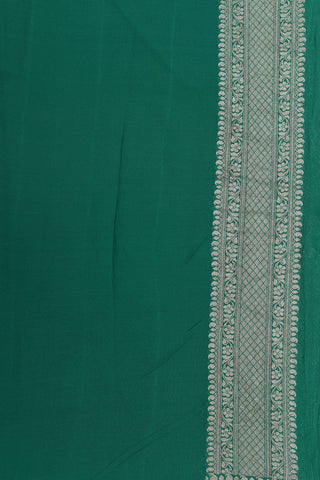 Diamond Zari Border With Diagonal Stripes Pastel Green Banaras Georgette Saree