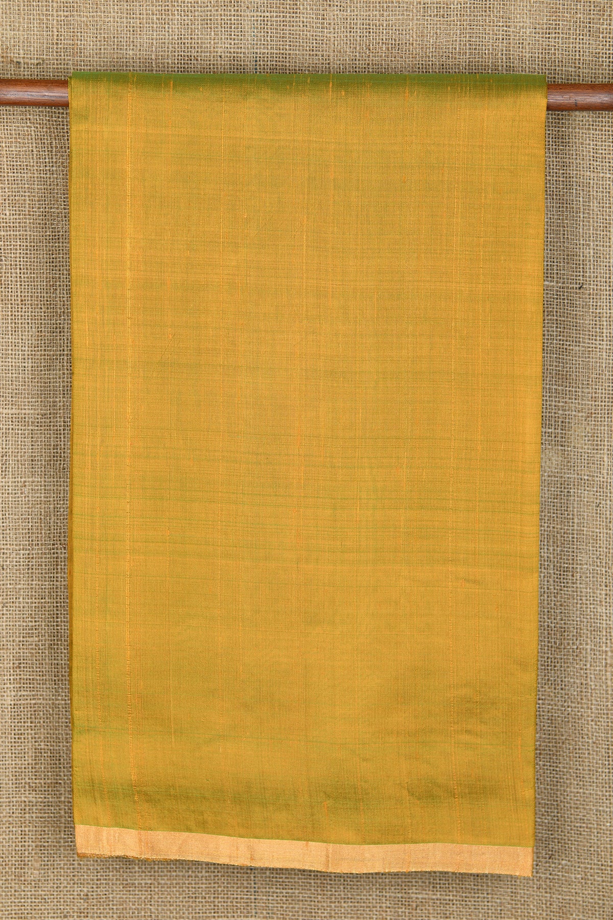Dual Tone Yellow And Green Plain Jute Silk Saree