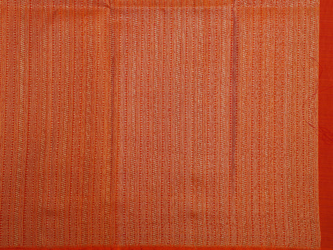 Stripes Rust Orange Kanchipuram Silk Unstitched Blouse Material