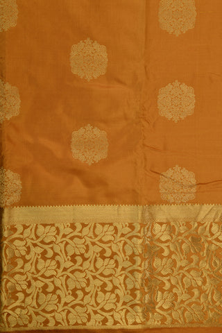 Floral Design Border Zari Butta Rust Orange Kanchipuram Silk Saree