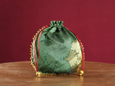 Assorted Set Of 3 Banaras Silk Potli Bags