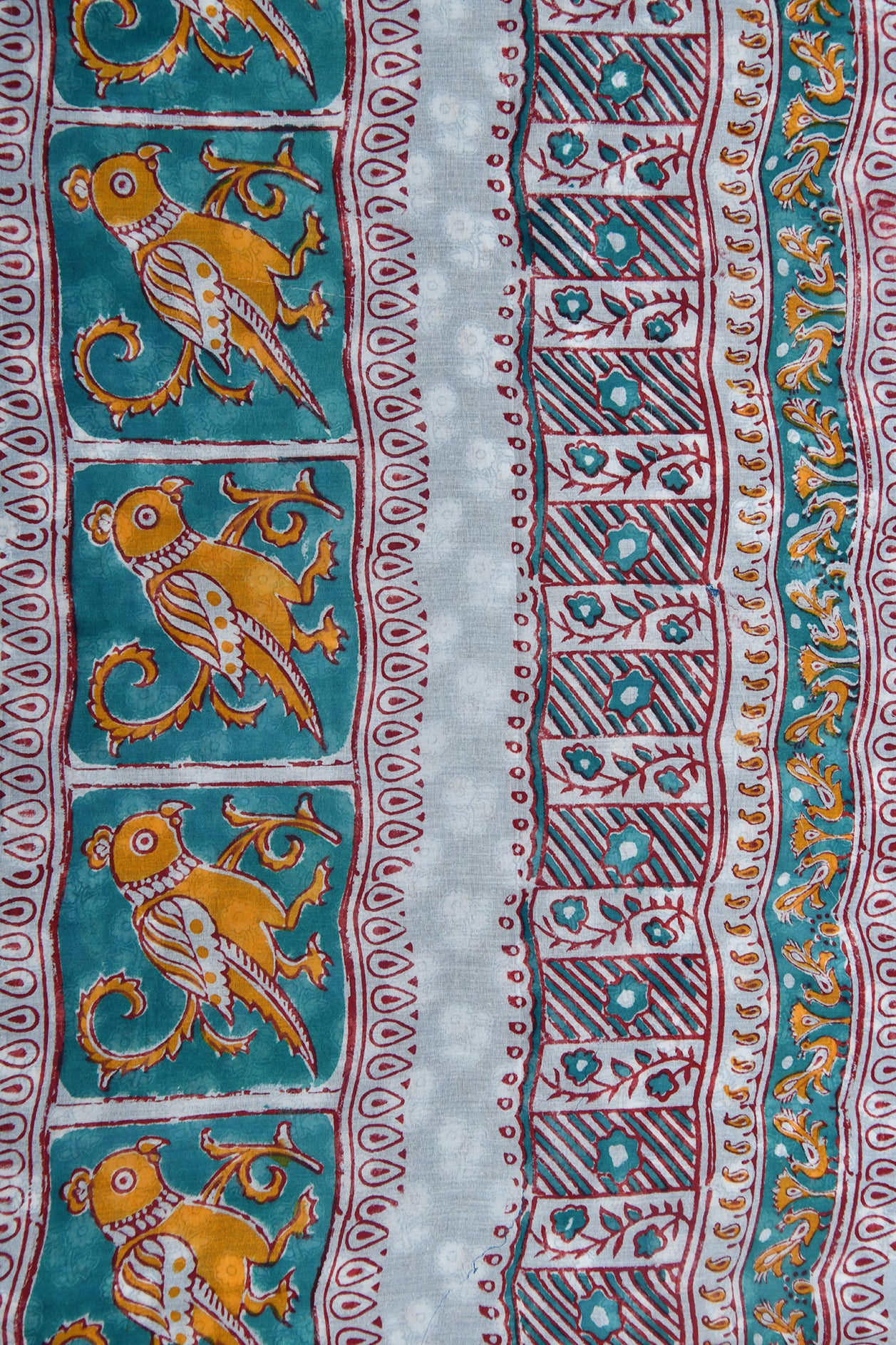 Small Floral Printed Aegean Blue Hyderabad Cotton Saree