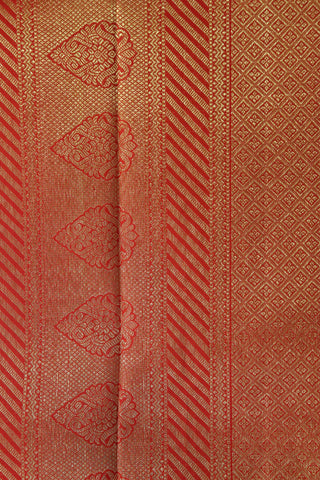 Cart With Peacock Motif Crimson Red Kanchipuram Silk Saree