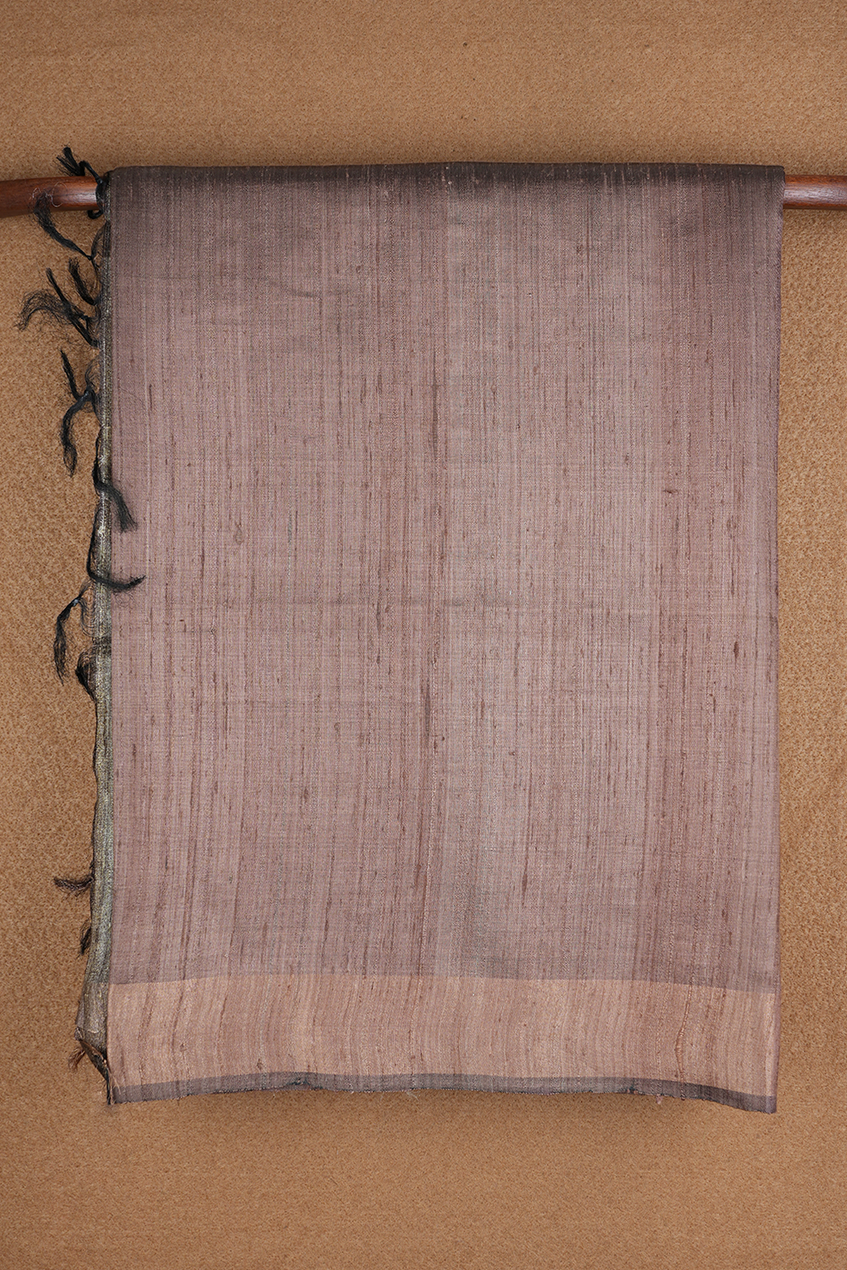Printed Madhubani Pallu Plain Cocoa Brown Tussar Silk Saree