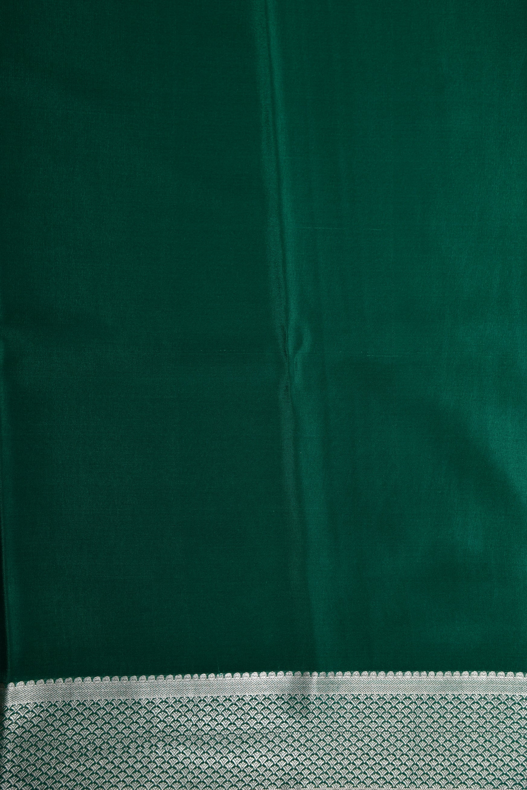 Silver Zari Checks With Small Buttis Pine Green Mysore Silk Saree