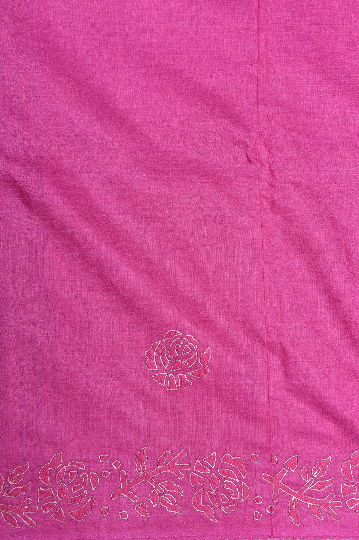 Floral Design Border With Zari Stripes Grey And Pink Tussar Silk Saree