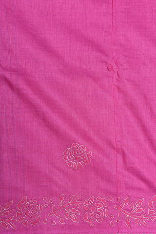 Floral Design Border With Zari Stripes Grey And Pink Tussar Silk Saree