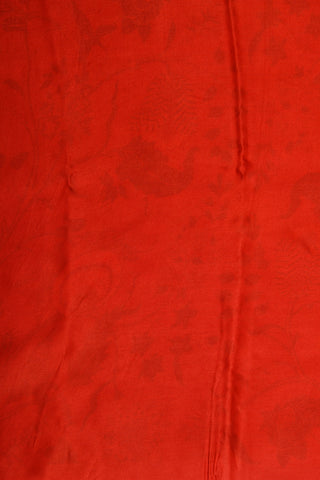 Botanical Digital Print Bright Red Satin Crepe Saree