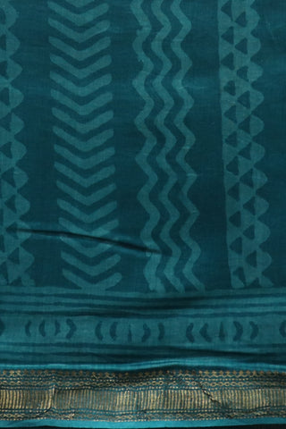 Allover Printed Teal Blue Maheswari Cotton Saree