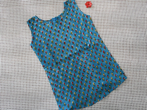 Assorted Sleeveless Set Of 2 Teal Blue And Peach Cotton Baby Frock