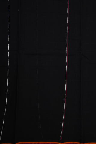 Thread Work Stripes Black Hand Spun Cotton Saree