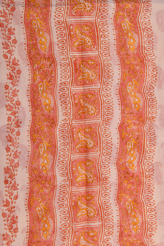 Paisley Printed Pastel Pink Hyderabad Cotton Saree