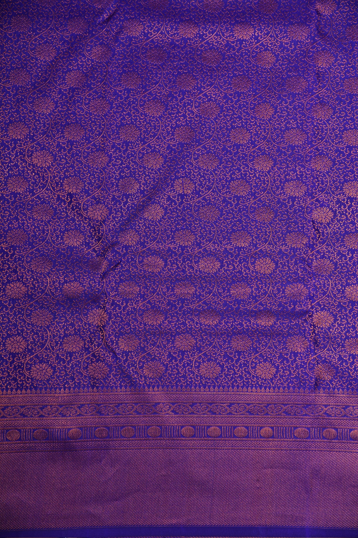 Brocade Floral Creeper Design Violet Kanchipuram Silk Saree