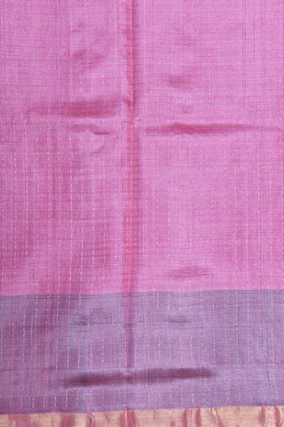 Temple Zari Border With Checks And Zari Dots Rose Pink Tussar Silk Saree