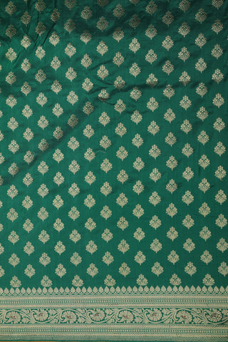 Zari Buttis Fern Green Banaras Silk Saree