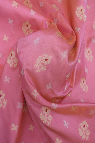 Floral Buttas Pink Banarasi Silk Saree