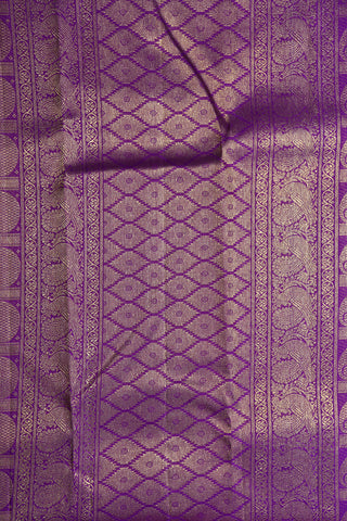 Peacock Zari Butta Contrast Border Yellow Kanchipuram Silk Saree