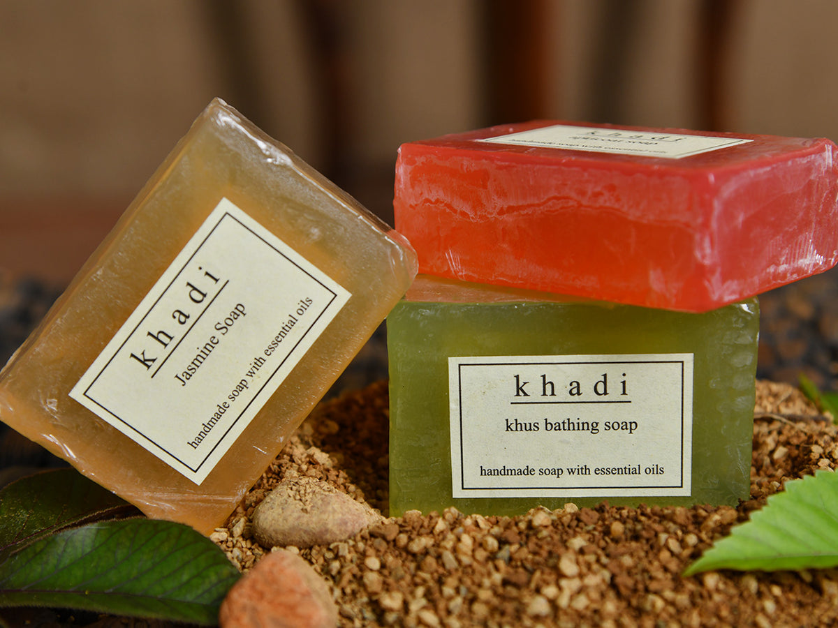 Pack Of 3 Handmade Soaps - Jasmine, Khus And Apricot