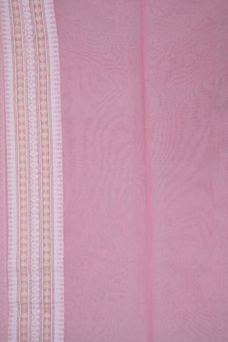 Diagonal Pattern Floral Design Orchid Pink Banarasi Cotton Saree