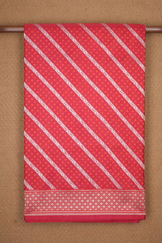 Diagonal Stripes Scarlet Red Banarasi Silk Saree