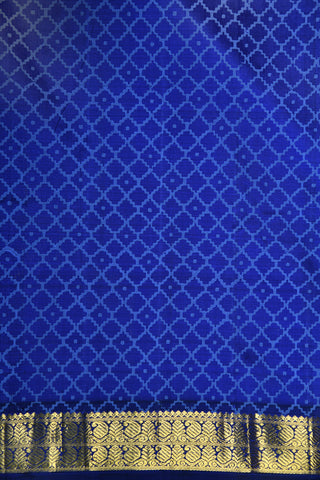 Paisley Design Cobalt Blue Printed Silk Saree