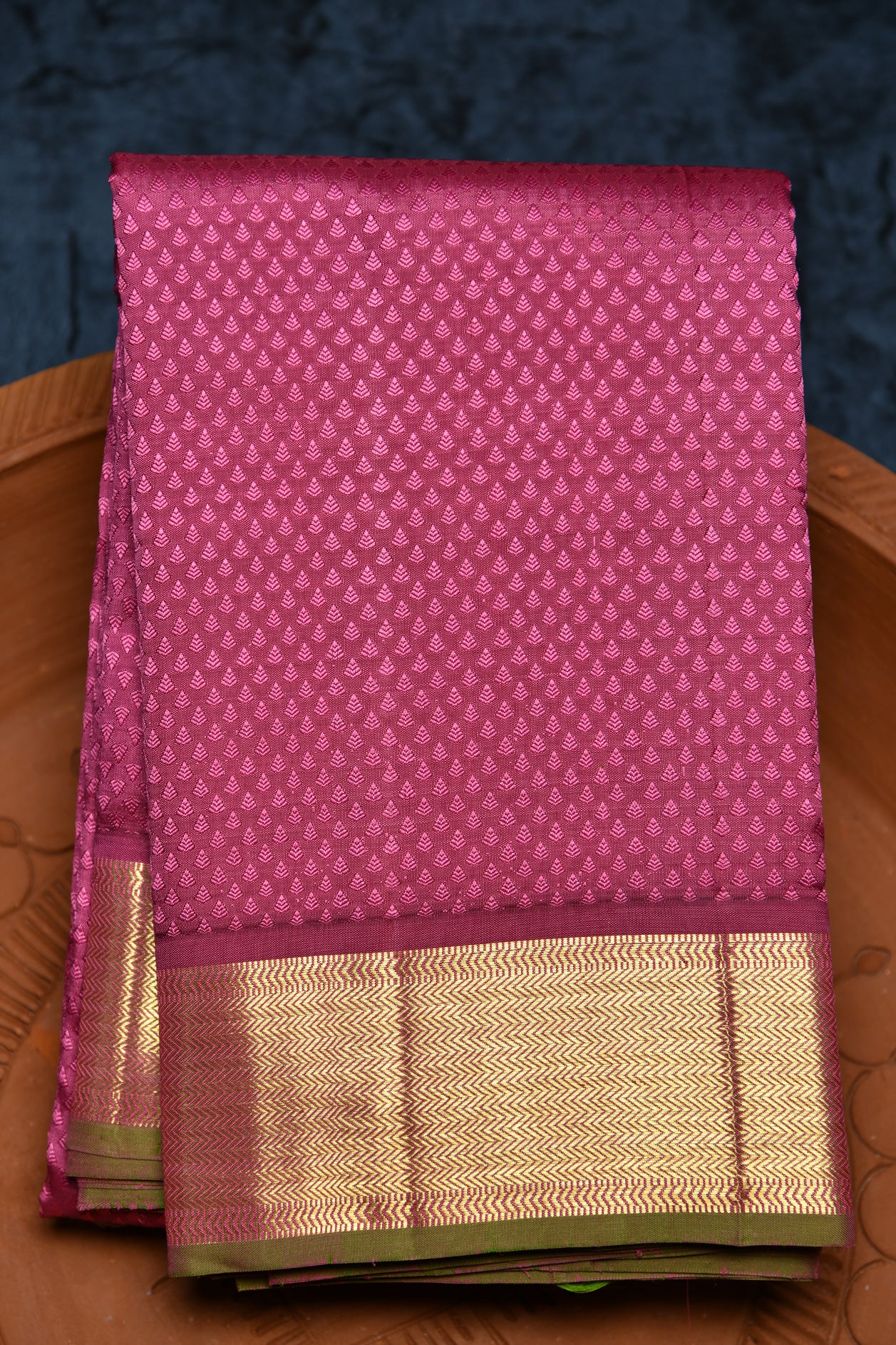 Floral Motif Mulberry Pink Kanchipuram Silk Saree