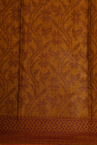 Floral Creeper Design Rust Brown Ahmedabad Cotton Saree