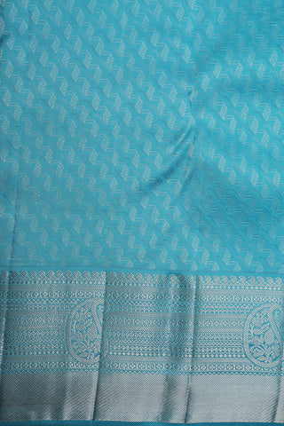 Paisley Border Turquoise Blue Kanchipuram Silk Saree