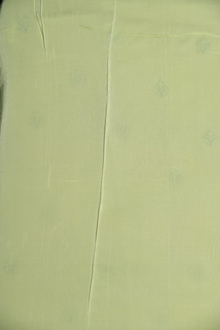 Embroidered  Border And Buttis Pastel Green Organza Silk Saree