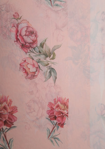 Floral Design Pastel Pink Georgette Saree