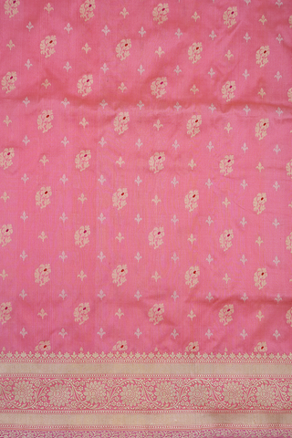 Floral Buttas Pink Banarasi Silk Saree