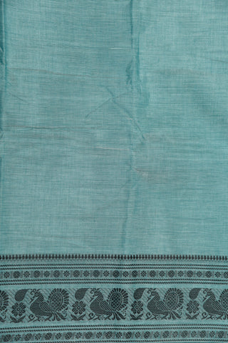 Contrast Traditional Thread Work Border Powder Blue Chettinadu Cotton Saree