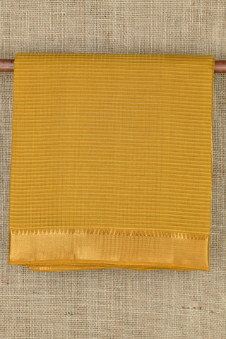 Temple Border Checked Design Mustard Mangalagiri Cotton Saree