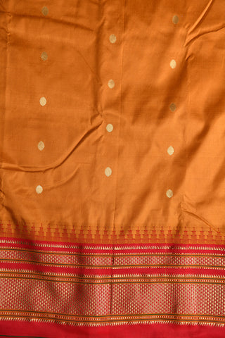 Arai Madam Border Wih Rudraksh Buttis Rust Orange Kanchipuram Silk Saree