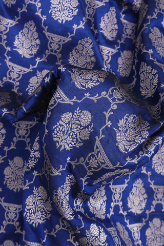 Brocade Design Royal Blue Banarasi Silk Saree