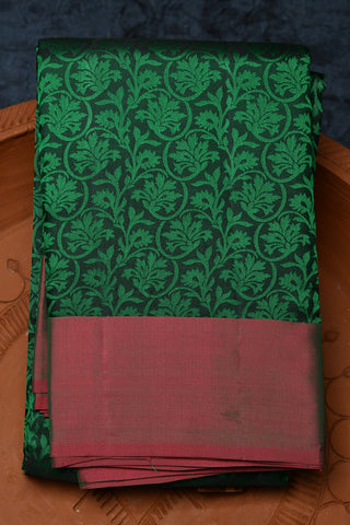 Floral Creeper Design Leaf Green Kanchipuram Silk Saree