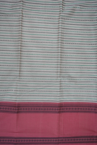 Threadwork Design Beige Chettinadu Cotton Saree