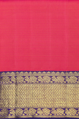 Contrast Korvai Border In Plain Rani Pink Kanchipuram Silk Saree