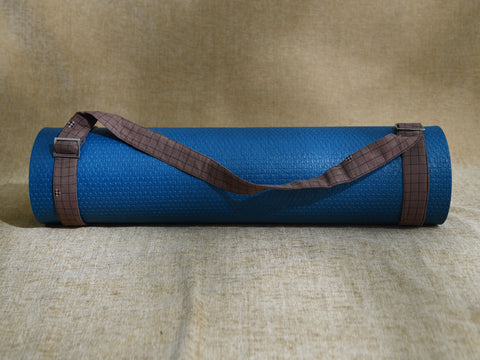 Brown Hand Spun Cotton Yoga Mat Bag With Belt