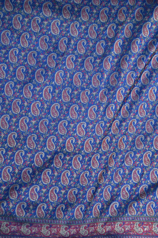 Thread Work Paisley Design Lapis Blue Banaras Silk Saree